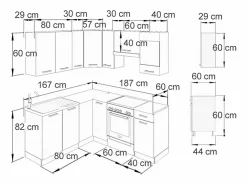 New Cocina esquinera antracita brillo intenso/blanco 190x60x81.6 rick Cocina Completa