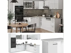 Discount Cocina esquinera alto brillo/ 247x60x81.6 r-line Cocina Completa