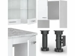Best Vicco Cocina esquinera alto brillo/ 247x60x81.6 r-line Blanco