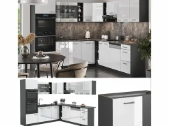 Clearance Cocina esquinera brillo/antracita 247x60x81.6 r-line Cocina Completa