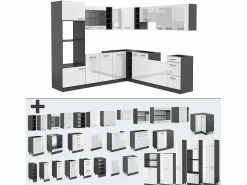 Clearance Cocina esquinera brillo/antracita 247x60x81.6 r-line Cocina Completa