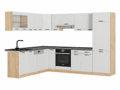 Discount Cocina esquinera casa de campo blanca/roble dorado 287x46x81.6 r-line Cocina Completa