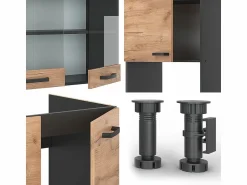Clearance Vicco Cocina esquinera oro power roble/antracita 247x46x81.6 r-line Color natural oscuro