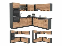 Clearance Vicco Cocina esquinera oro power roble/antracita 247x46x81.6 r-line Color natural oscuro