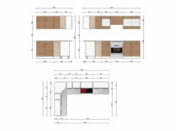Hot Cocina esquinera oro power roble/antracita 270x60x81.6 rick Cocina Completa