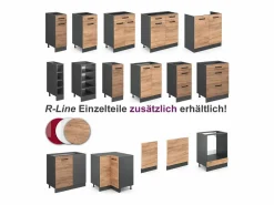 Hot Cocina esquinera oro power roble/antracita 270x60x81.6 rick Cocina Completa