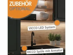 Vicco Cocina esquinera oro power roble/antracita 287x60x81.6 r-line