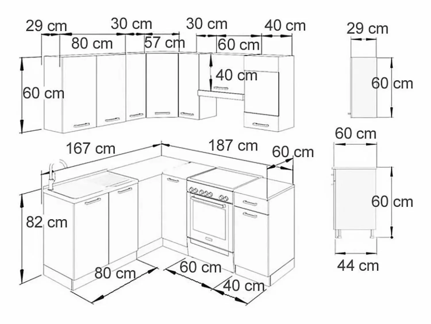 Vicco Cocina esquinera precioso gris/blanco 190x60x81.6 rick