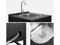 Sweeek Cocina exterior 6 módulos acero inoxidable Negro