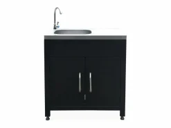 Sweeek Cocina exterior de acero con fregadero de 80cm Negro