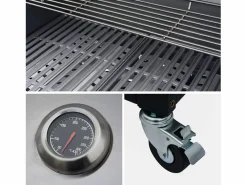 Outlet Sweeek Cocina exterior de acero con barbacoa de gas americana de 5 quemadores Negro