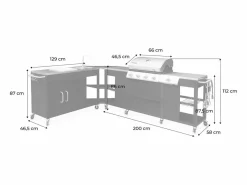 Outlet Sweeek Cocina exterior de acero con barbacoa de gas americana de 5 quemadores Negro