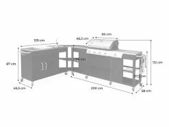 Outlet Sweeek Cocina exterior de acero con barbacoa de gas americana de 5 quemadores Negro