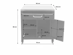 Sweeek Cocina exterior de acero 1 cajón y 1 puerta, 80cm