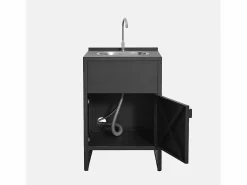 New Sweeek Cocina exterior de acero con fregadero y 1 puerta, 60cm Negro