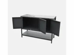 Discount Cocina exterior de acero 3 puertas y 1 estante, 120cm Materiales Y Utensilios De Cocina