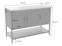 Discount Cocina exterior de acero 3 puertas y 1 estante, 120cm Materiales Y Utensilios De Cocina