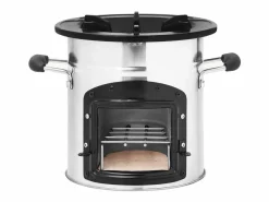 Clearance vidaxl Cocina leña camping acero inoxidable 45,5x33x25,5 cm Plateado