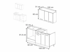 Vicco Cocina para solteros alto brillo/ 160x46x81.6 r-line