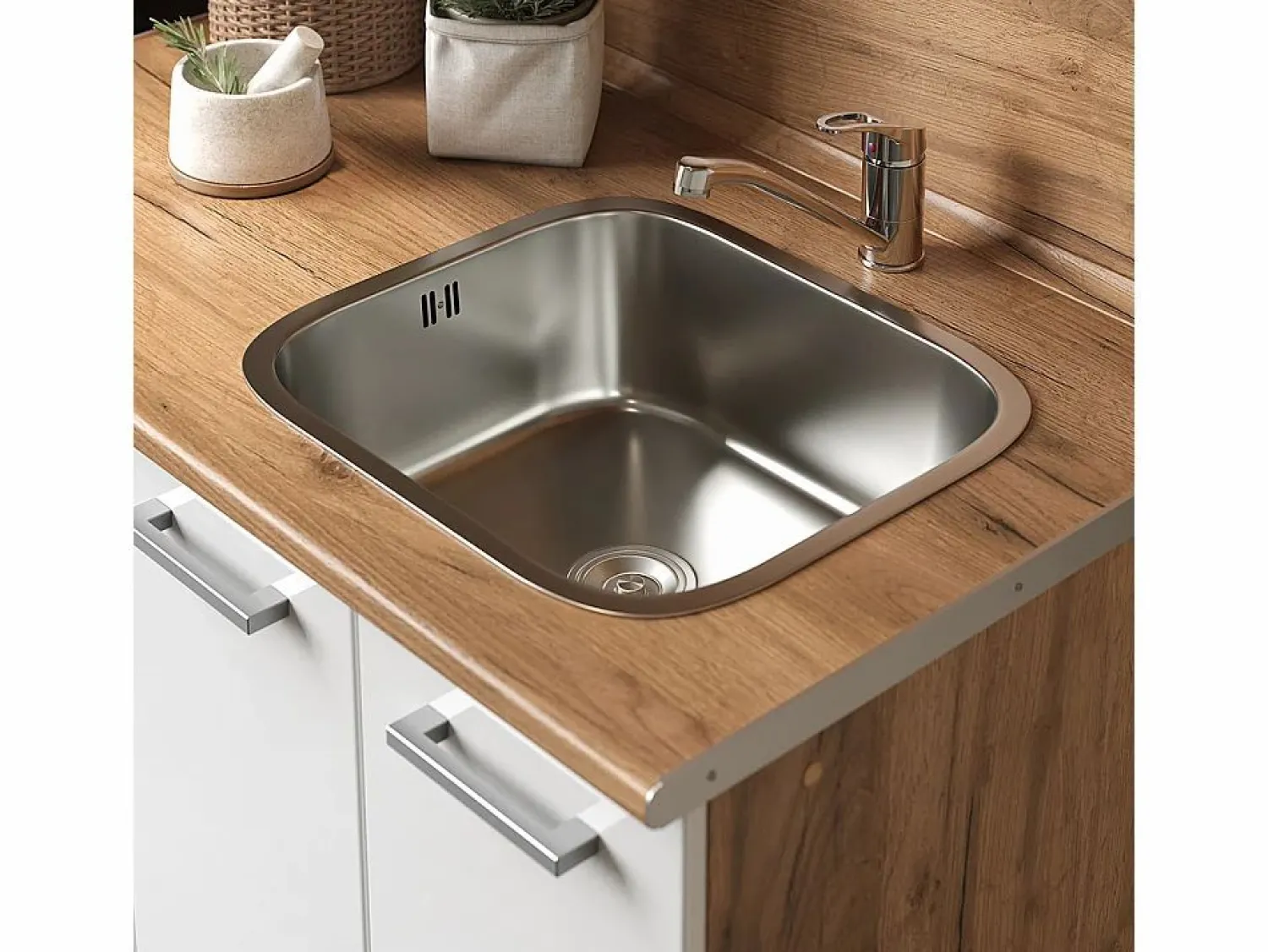 Vicco Cocina para solteros blanco brillo intenso/roble dorado 160x46x81.6 r-line Color natural oscuro