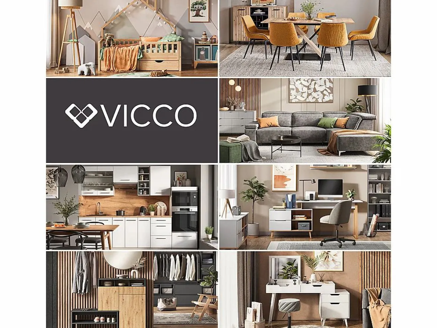 Vicco Cocina para solteros blanco brillo intenso/roble dorado 160x46x81.6 r-line Color natural oscuro
