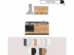 Hot Vicco Cocina para solteros brillo/blanco 160x46x81.6 r-line Negro