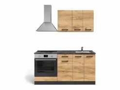 Outlet Vicco Cocina para solteros oro power roble/antracita 160x46x81.6 r-line Color natural oscuro