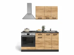 Outlet Vicco Cocina para solteros oro power roble/antracita 160x46x81.6 r-line Color natural oscuro