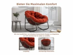 Best Cocon - Mecedora de ratán - Estructura de acero con cojín suave - Para uso en interiores y exteriores Sillón Escandinavo