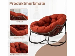 Best Cocon - Mecedora de ratán - Estructura de acero con cojín suave - Para uso en interiores y exteriores Sillón Escandinavo