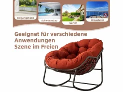Best Cocon - Mecedora de ratán - Estructura de acero con cojín suave - Para uso en interiores y exteriores Sillón Escandinavo