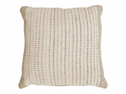 OZAIA Cojín 100% lana hecho a mano - 60 x 60 cm - Marfil y gris - DIOULA