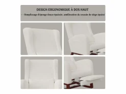 Clearance Cojín lumbar con bolsillo lateral y reposapiés, Mecedora, Patas de Madera Maciza, Sillón Balancín