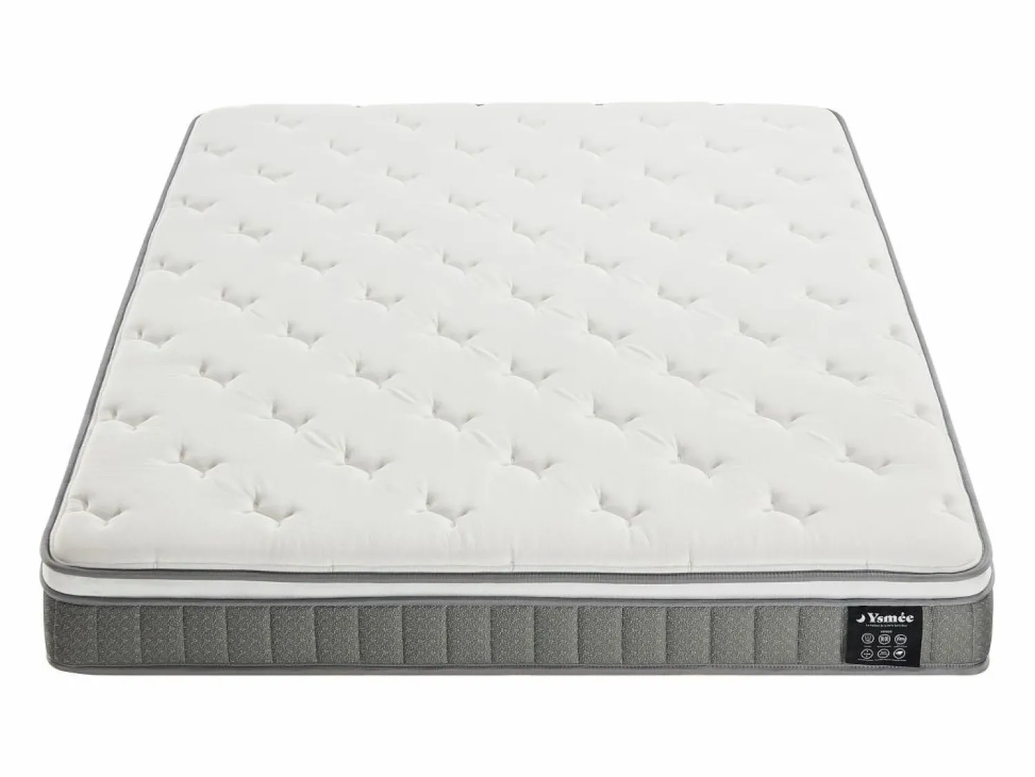 Clearance Ysmée Colchón 180 x 200 cm king size muelles ensacados + viscoelástica 21 cm de grosor - VITOGO de YSMÉE Blanco