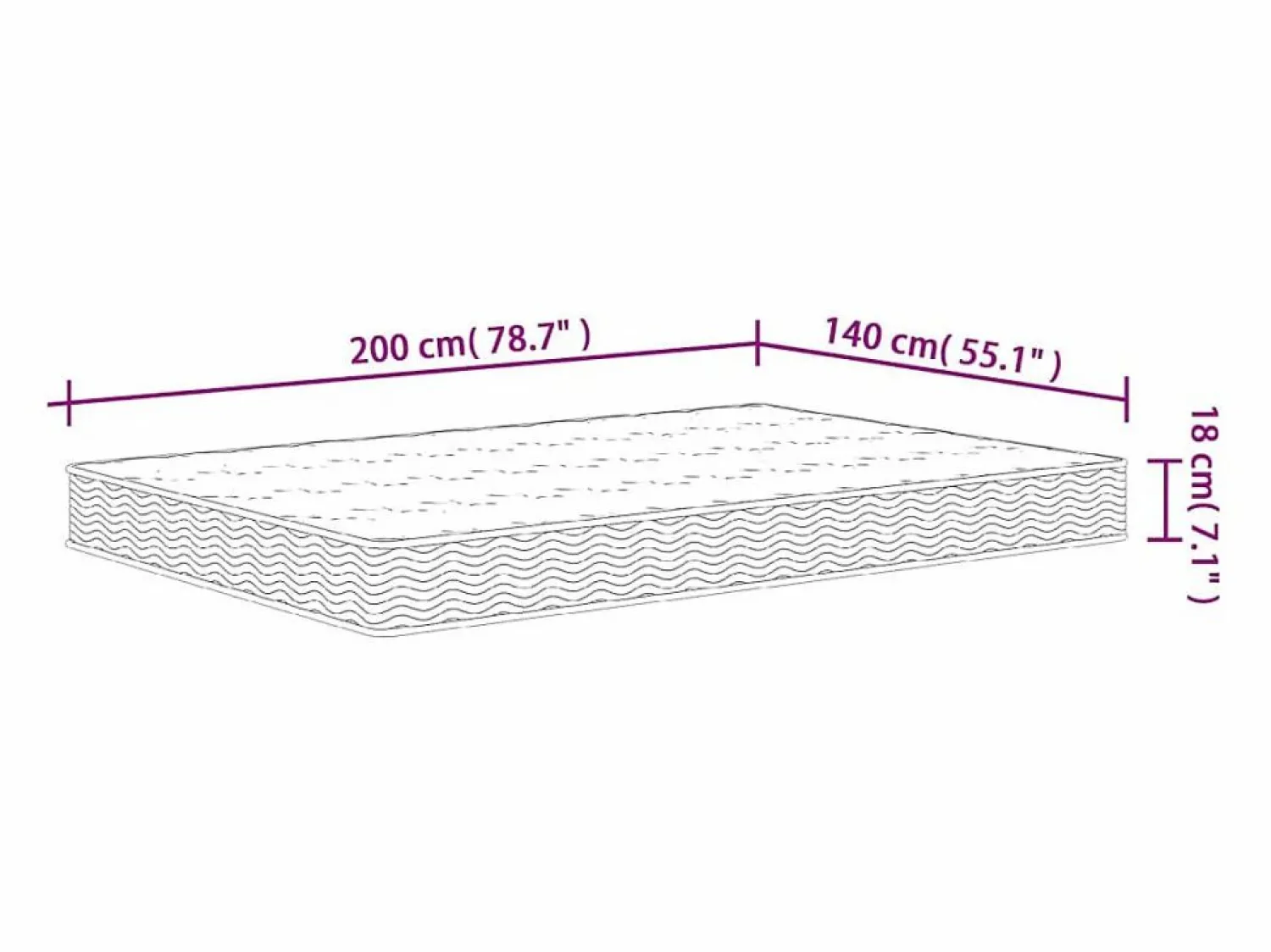 vidaxl Colchón de muelles Bonnell firmeza media 140x190 cm