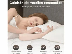 Colchón de muelles ensacados 180 x 200 cm, 7 zonas de confort, firmeza media H3, espuma confortable de 25 cm de grosor - HOMAVO, certificado OEKO-TEX
