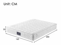 Clearance ModernLuxe Colchón de muelles 160x200 cm espuma espesor 25 cm - dureza H3 - funda acolchada de microfibra - Blanco