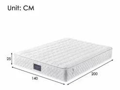 ModernLuxe Colchón de muelles 140x200 cm espuma espesor 25 cm - dureza H3 - funda acolchada de microfibra - Blanco