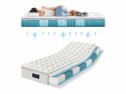 Outlet Colchón de muelles 90x200 cm espuma espesor 25 cm - dureza H3 - funda acolchada de microfibra - Blanco Colchón Muelles Ensacados