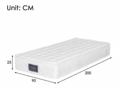 Outlet Colchón de muelles 90x200 cm espuma espesor 25 cm - dureza H3 - funda acolchada de microfibra - Blanco Colchón Muelles Ensacados