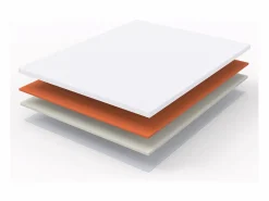 Colchón H3 confortable, soporte medio, certificado Eco-Tex, lavable, alto 5 cm, tamaño 160x200 cm, espuma naranja, colchón blanco.