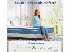 New DripeX Colchón Híbrido 160x200cm - esp.27cm - muelles ensacados 7 zonas - hipoaalergénico - transpirable - Medio-Firme