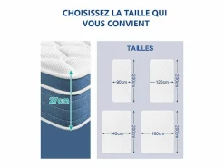 Outlet Colchón Híbrido 120x200cm - esp.27cm - muelles ensacados 7 zonas - hipoaalergénico - transpirable - Medio-Firme Colchón Muelles Ensacados