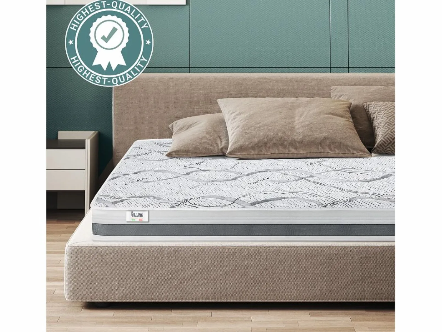 Discount The White Stone Colchón Individual 85 x 185 Memory | Premium Quality | altura 16 cm | Made in Italy