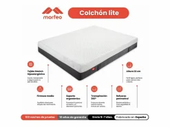 New Morfeo Descanso Colchón infantil con viscoelástica Lite 160x200 cm – Ideal para niños