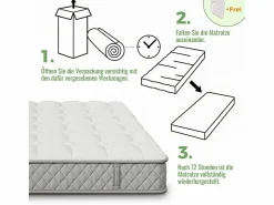 Colchón ortopédico ignífugo de 160 x 200 cm con 4 asas, OEKO-TEX®, 20 cm de grosor, transpirable, 7 zonas de muelles ensacados Colchones - 160X200Cm