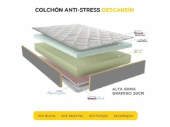 Discount Colchón Viscoelástico 30cm Alta gama | 160x190 | Ideal para Personas con Dolores de Espalda | Alta Firmeza | Carbono-Grafeno Anti-Stress Colchón Espuma|Colchón Memoria De Forma