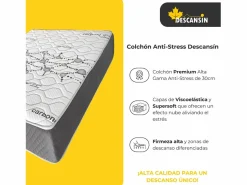 Outlet Colchón Viscoelástico 30cm Alta gama | 90x190 | Ideal para Personas con Dolores de Espalda | Alta Firmeza | Carbono-Grafeno Anti-Stress