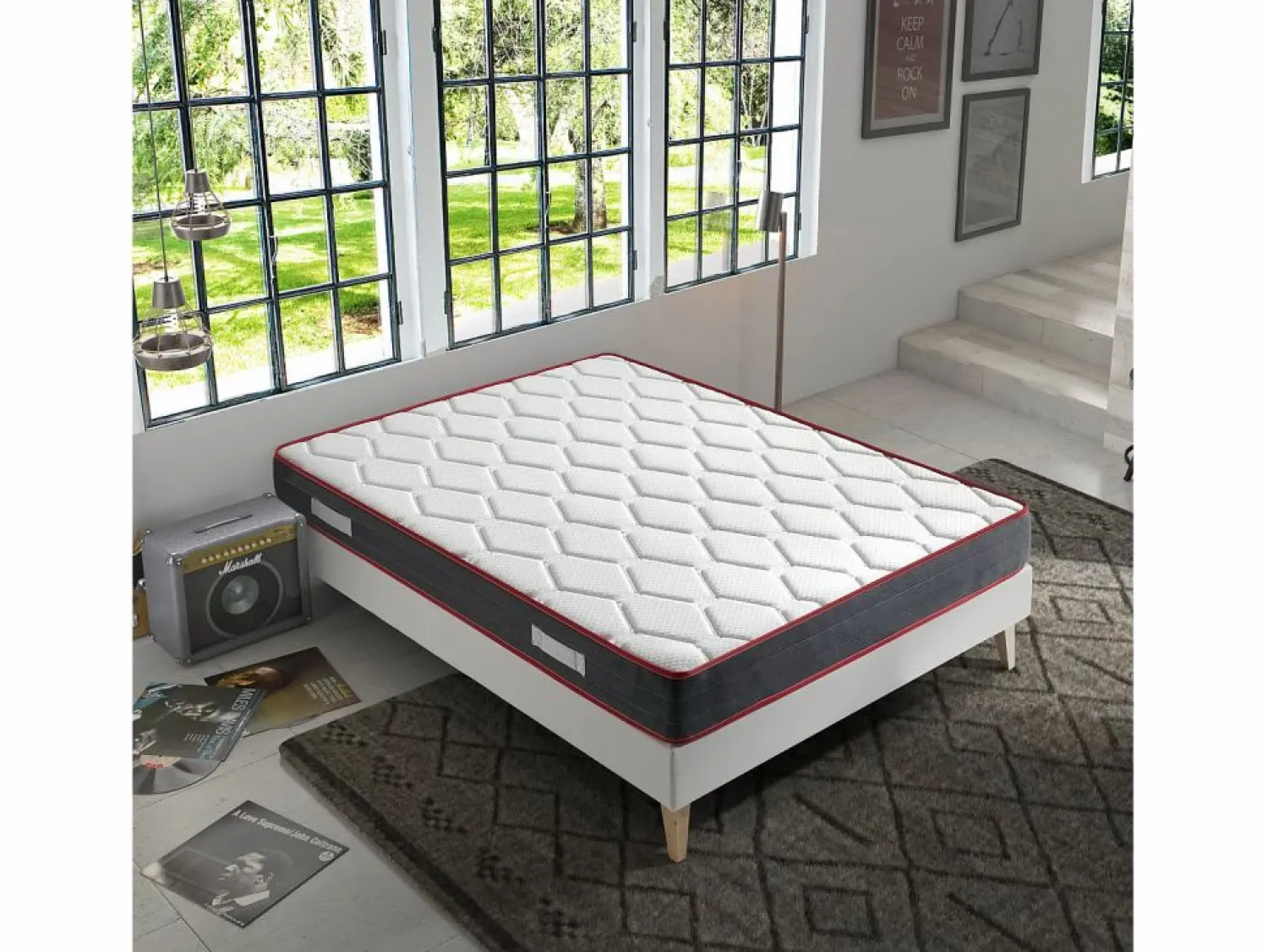 Hot VS Venta-stock Colchón Viscoelástico Ergo-Confort 160x200 cm, 22 cm de Altura, 2 cm de Viscoelástica