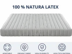 New Colchón 150X190 | Látex Natural 100% – 20 cm Altura, Firmeza Media (3/5) | Núcleo Ecológico con Funda de Algodón y Lino Colchón Látex